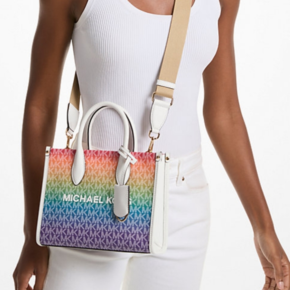 New!Michael Kors Mirella Small Rainbow Signature Logo Crossbody Bag - Picture 1 of 8